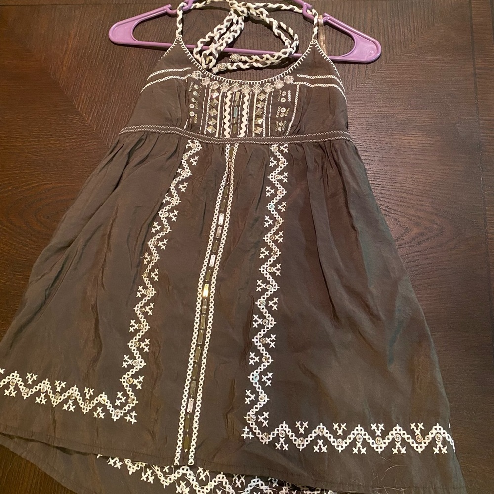 Beautiful beaded tie tank top.
